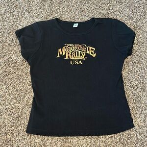 Motorcycle rally USA black tee a